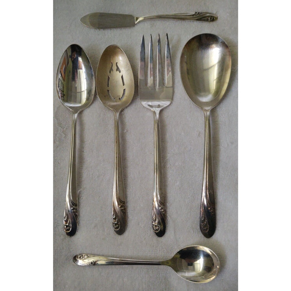 Holmes & Edwards Silverplate Silverware Romance Pattern Serving Ware 6 Pieces - Picture 1 of 10